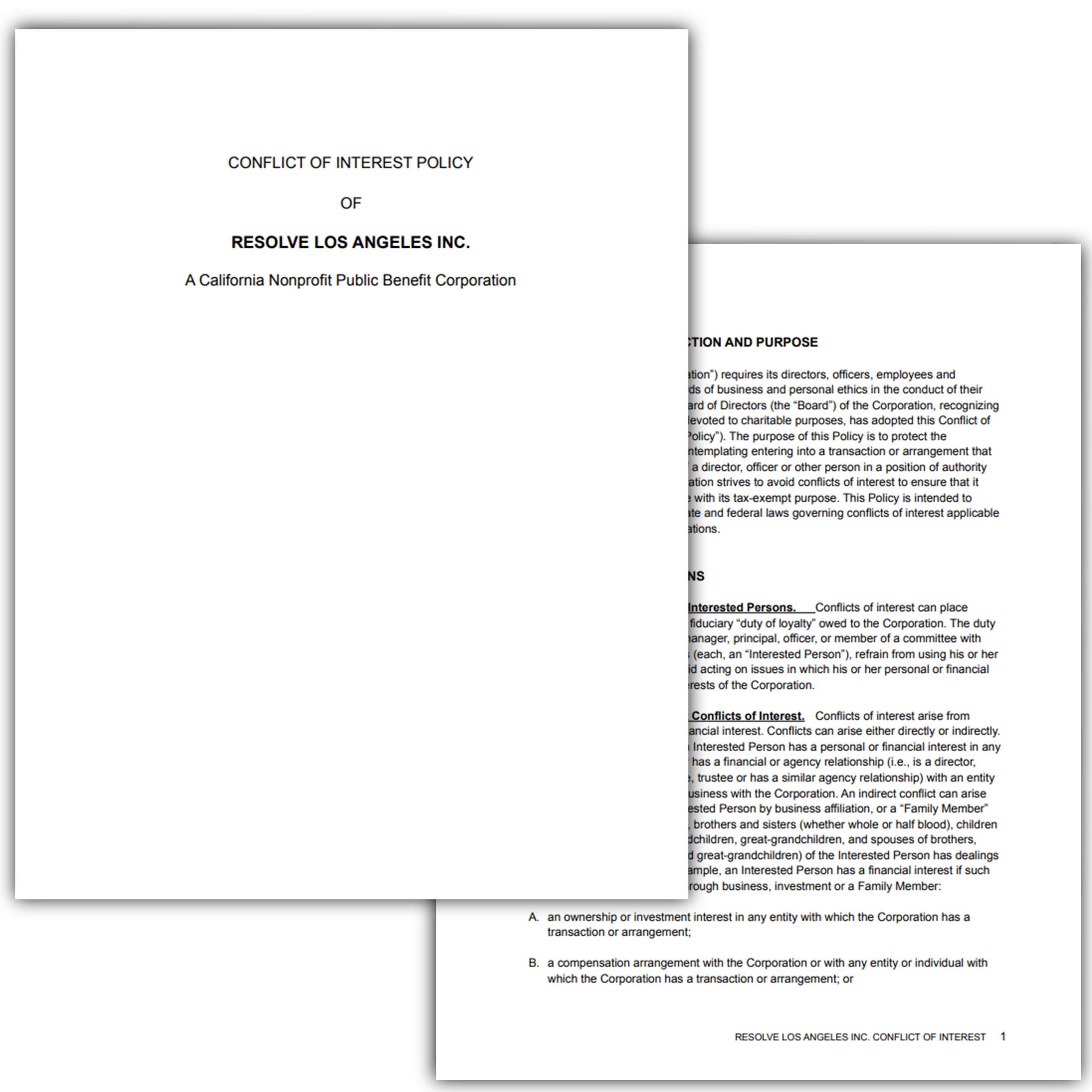 Photo of Conflict of Interest Policy documentation